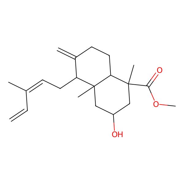 2D Structure of methyl (1S,3R,4aS,5R,8aS)-3-hydroxy-1,4a-dimethyl-6-methylidene-5-[(2Z)-3-methylpenta-2,4-dienyl]-3,4,5,7,8,8a-hexahydro-2H-naphthalene-1-carboxylate