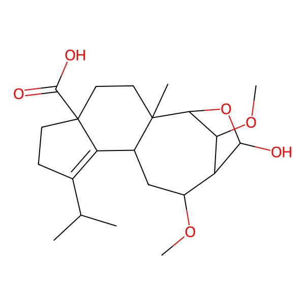 2D Structure of 14-Hydroxy-12,16-dimethoxy-2-methyl-8-propan-2-yl-15-oxatetracyclo[11.2.1.02,10.05,9]hexadec-8-ene-5-carboxylic acid
