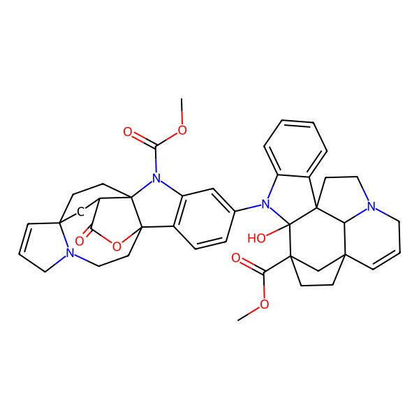 2D Structure of Methyl 5-(9-hydroxy-10-methoxycarbonyl-8,17-diazahexacyclo[11.6.1.110,13.01,9.02,7.017,20]henicosa-2,4,6,14-tetraen-8-yl)-20-oxo-19-oxa-8,16-diazahexacyclo[10.6.4.01,9.02,7.09,21.012,16]docosa-2(7),3,5,13-tetraene-8-carboxylate