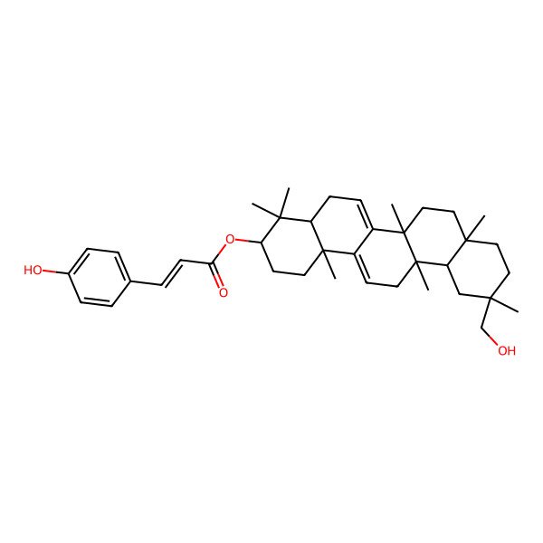 2D Structure of [11-(Hydroxymethyl)-4,4,6a,6b,8a,11,14b-heptamethyl-1,2,3,4a,5,7,8,9,10,12,12a,13-dodecahydropicen-3-yl] 3-(4-hydroxyphenyl)prop-2-enoate