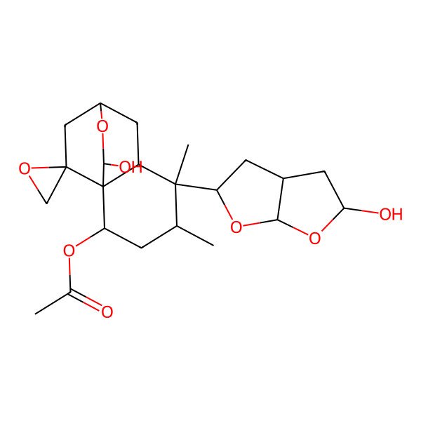 2D Structure of [10-Hydroxy-5-(5-hydroxy-2,3,3a,4,5,6a-hexahydrofuro[2,3-b]furan-2-yl)-4,5-dimethylspiro[9-oxatricyclo[6.2.2.01,6]dodecane-11,2'-oxirane]-2-yl] acetate