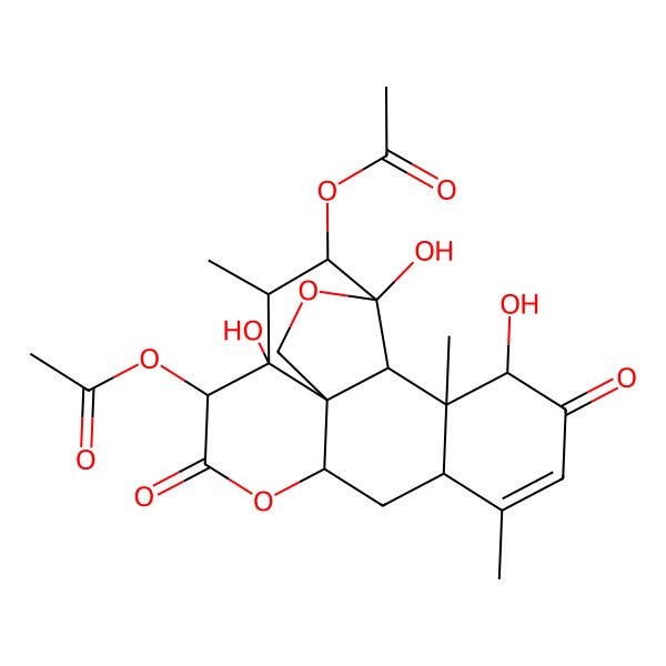 2D Structure of (8-Acetyloxy-4,7,17-trihydroxy-6,14,18-trimethyl-9,16-dioxo-3,10-dioxapentacyclo[9.8.0.01,7.04,19.013,18]nonadec-14-en-5-yl) acetate