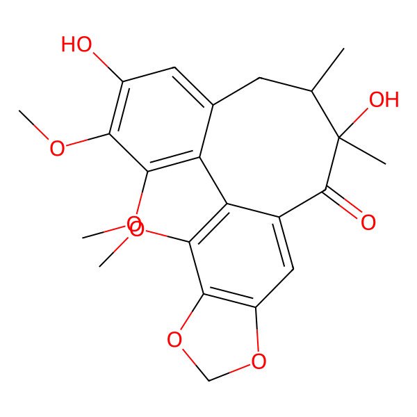 2D Structure of 5,10-Dihydroxy-3,4,19-trimethoxy-9,10-dimethyl-15,17-dioxatetracyclo[10.7.0.02,7.014,18]nonadeca-1(19),2,4,6,12,14(18)-hexaen-11-one
