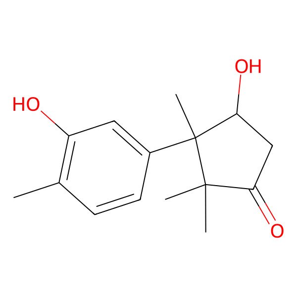 2D Structure of cis-(3S,4S)-4-hydroxy-3-(3-hydroxy-4-methylphenyl)-2,2,3-trimethylcyclopentan-1-one