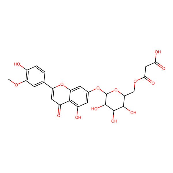 2D Structure of Flavone base + 3O, 1MeO, O-MalonylHex