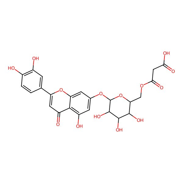 2D Structure of Flavone base + 4O, O-MalonylHex