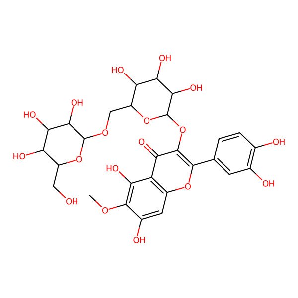 2D Structure of Flavonol base + 4O, 1MeO, O-Hex-Hex