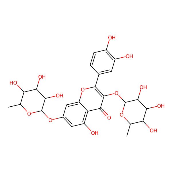 2D Structure of Flavonol base + 4O, O-dHex, O-dHex