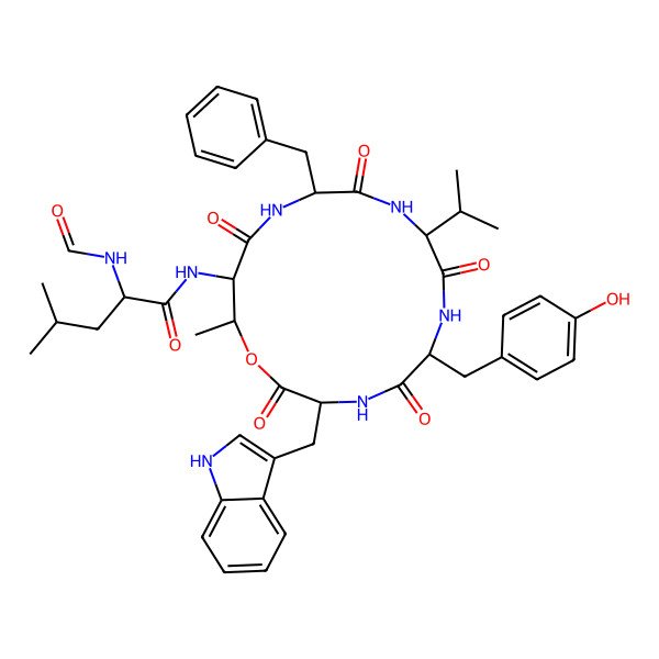 2D Structure of For-DL-Leu-DL-xiThr(1)-DL-Phe-DL-Val-DL-Tyr-DL-Trp-(1)
