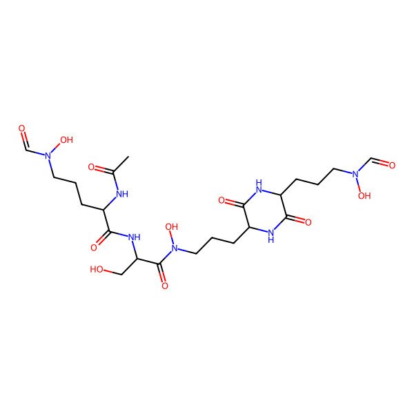 2D Structure of 2-acetamido-5-[formyl(hydroxy)amino]-N-[1-[3-[5-[3-[formyl(hydroxy)amino]propyl]-3,6-dioxopiperazin-2-yl]propyl-hydroxyamino]-3-hydroxy-1-oxopropan-2-yl]pentanamide