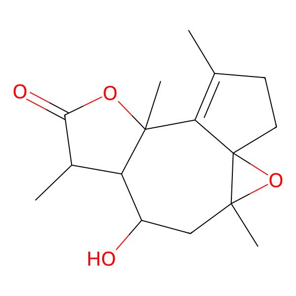 2D Structure of (1R,3S,5S,6R,7S,10S)-5-hydroxy-3,7,10,12-tetramethyl-2,9-dioxatetracyclo[9.3.0.01,3.06,10]tetradec-11-en-8-one