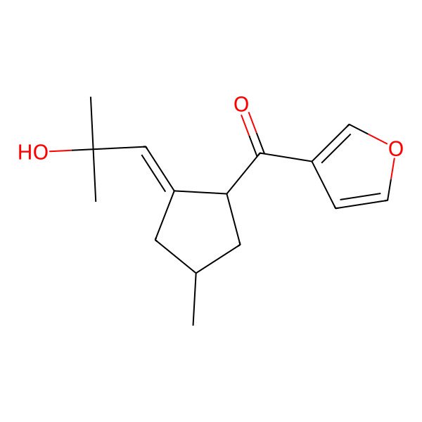 2D Structure of furan-3-yl-[(1R,2E,4R)-2-(2-hydroxy-2-methylpropylidene)-4-methylcyclopentyl]methanone