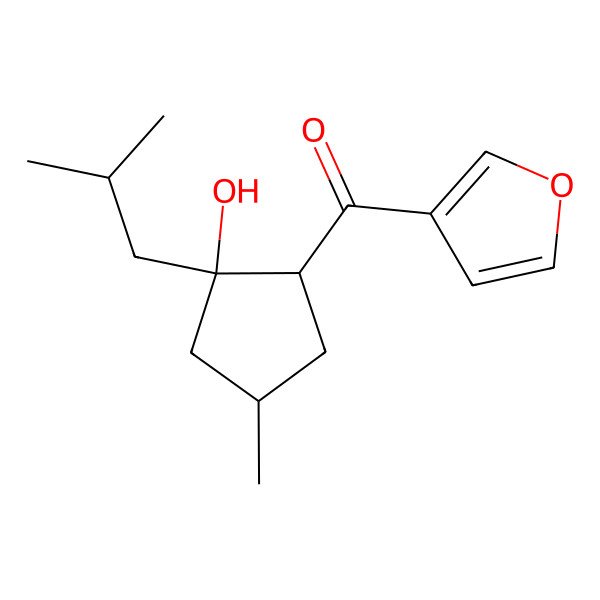 2D Structure of furan-3-yl-[(1R,2S,4R)-2-hydroxy-4-methyl-2-(2-methylpropyl)cyclopentyl]methanone