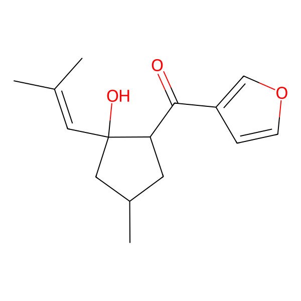 2D Structure of Furan-3-yl-[2-hydroxy-4-methyl-2-(2-methylprop-1-enyl)cyclopentyl]methanone