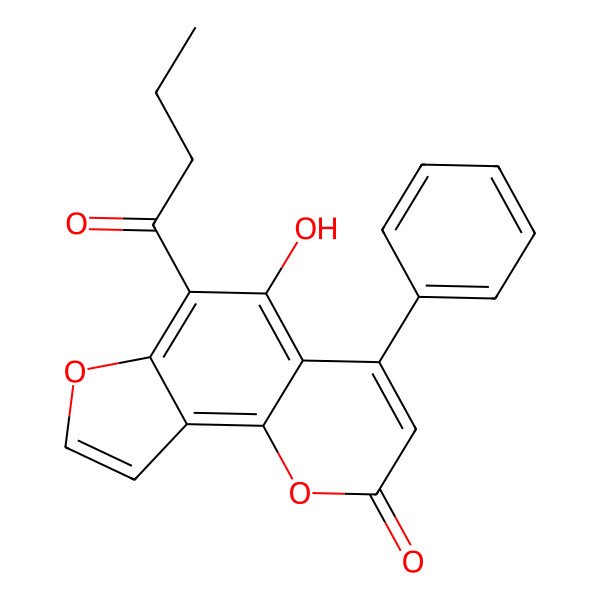 2D Structure of 6-Butanoyl-5-hydroxy-4-phenylfuro[2,3-h]chromen-2-one