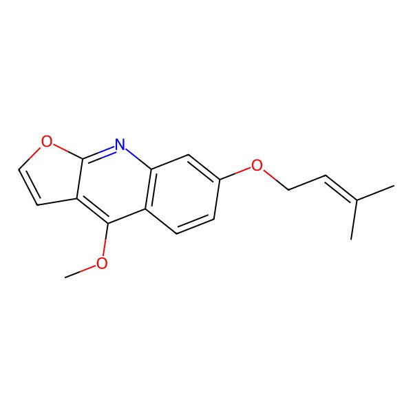 2D Structure of Furo[2,3-b]quinoline, 4-methoxy-7-[(3-methyl-2-butenyl)oxy]-