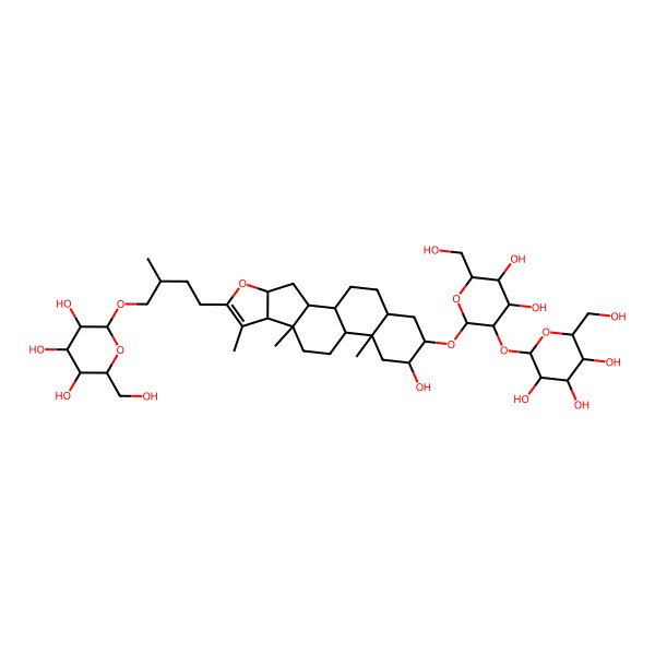 2D Structure of Furostane base-1H2O + 1O, O-Hex, O-Hex-Hex 2D Structure of Furostane base-1H2O + 1O, O-Hex, O-Hex-Hex