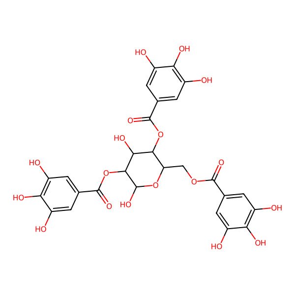 2D Structure of galloyl(-2)[galloyl(-4)][galloyl(-6)]a-Glc