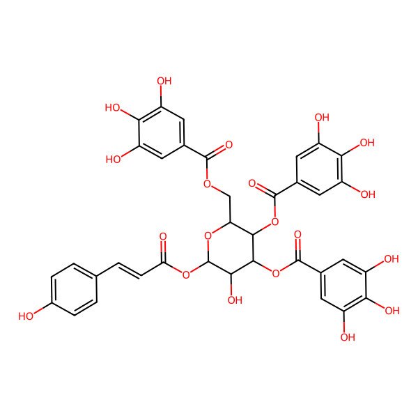 2D Structure of galloyl(-3)[galloyl(-4)][galloyl(-6)]Glc(b)-O-coumaroyl