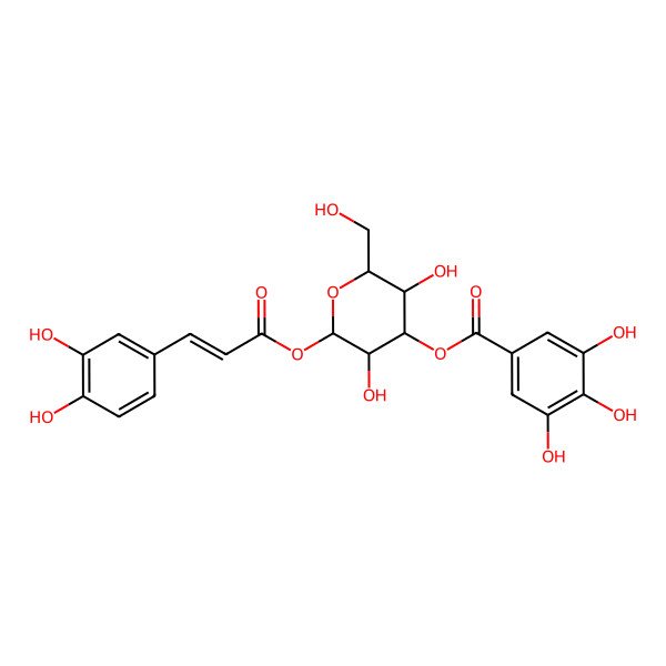 2D Structure of galloyl(-3)Glc(b)-O-coumaroyl(3-OH)