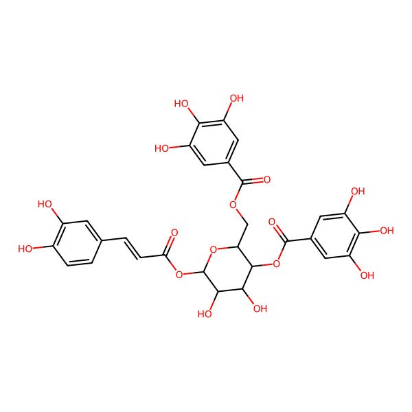 2D Structure of galloyl(-4)[galloyl(-6)]Glc(b)-O-coumaroyl(3-OH)
