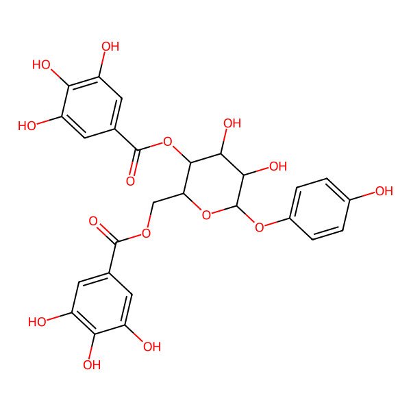 2D Structure of galloyl(-4)[galloyl(-6)]Glc(b)-O-Ph(4-OH)