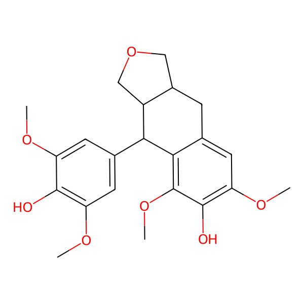 2D Structure of (3aS,4S,9aS)-4-(4-hydroxy-3,5-dimethoxyphenyl)-5,7-dimethoxy-1,3,3a,4,9,9a-hexahydrobenzo[f][2]benzofuran-6-ol
