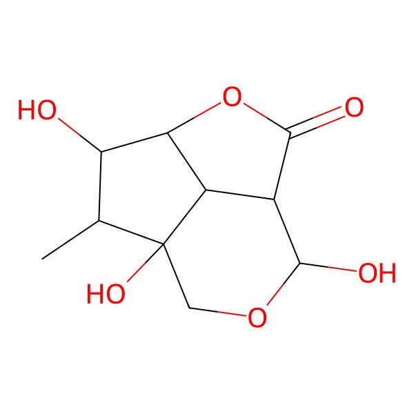 2D Structure of (1S,4R,5S,6S,7S,10S,11S)-5,7,10-trihydroxy-6-methyl-3,9-dioxatricyclo[5.3.1.04,11]undecan-2-one