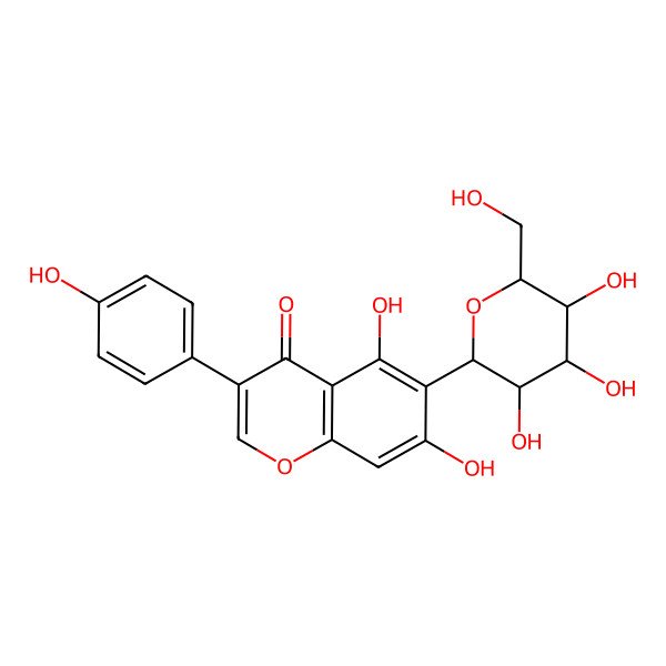 2D Structure of 5,7-dihydroxy-3-(4-hydroxyphenyl)-6-[(2R,3S,4S,5R,6S)-3,4,5-trihydroxy-6-(hydroxymethyl)oxan-2-yl]chromen-4-one