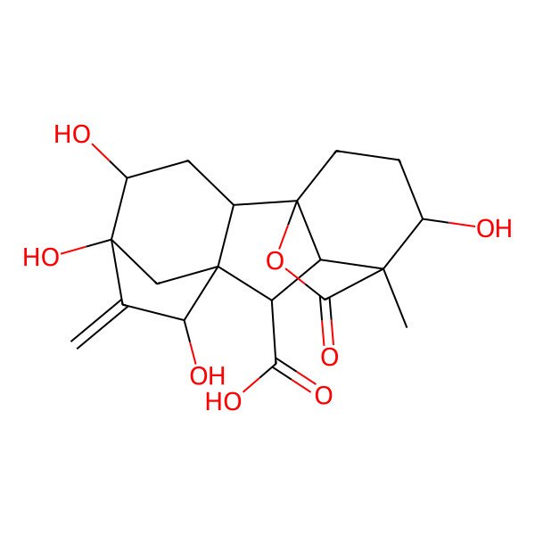 2D Structure of Gibbane-1,10-dicarboxylic acid, 2,4a,6,7,9-pentahydroxy-1-methyl-8-methylene-, 1,4a-lactone, (1alpha,2beta,4aalpha,4bbeta,6alpha,9beta,10beta)- 2D Structure of Gibbane-1,10-dicarboxylic acid, 2,4a,6,7,9-pentahydroxy-1-methyl-8-methylene-, 1,4a-lactone, (1alpha,2beta,4aalpha,4bbeta,6alpha,9beta,10beta)-