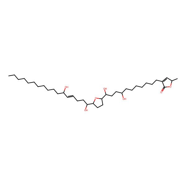 2D Structure of (2S)-4-[(8R,11R)-11-[(2R,5R)-5-[(E,1R,6S)-1,6-dihydroxyheptadec-4-enyl]oxolan-2-yl]-8,11-dihydroxyundecyl]-2-methyl-2H-furan-5-one