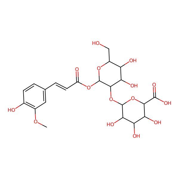 2D Structure of GlcA(b1-2)Glc(b)-O-coumaroyl(3-OMe)