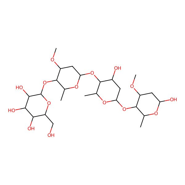 2D Structure of Glc(b1-4)2,6-deoxy-L-lyxHex3Me(b1-4)Dig(a1-4)2,6-deoxy-a-D-lyxHex3Me 2D Structure of Glc(b1-4)2,6-deoxy-L-lyxHex3Me(b1-4)Dig(a1-4)2,6-deoxy-a-D-lyxHex3Me
