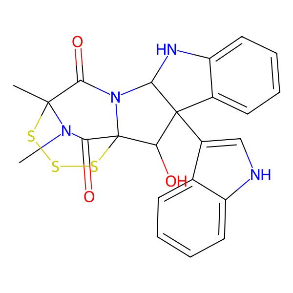 2D Structure of (1S,2S,3R,11R,14R)-2-hydroxy-3-(1H-indol-3-yl)-14,19-dimethyl-15,16,17-trithia-10,12,19-triazapentacyclo[12.3.2.01,12.03,11.04,9]nonadeca-4,6,8-triene-13,18-dione