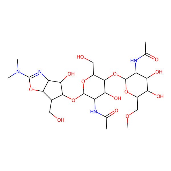 2D Structure of N-[2-[5-acetamido-6-[[2-(dimethylamino)-4-hydroxy-6-(hydroxymethyl)-4,5,6,6a-tetrahydro-3aH-cyclopenta[d][1,3]oxazol-5-yl]oxy]-4-hydroxy-2-(hydroxymethyl)oxan-3-yl]oxy-4,5-dihydroxy-6-(methoxymethyl)oxan-3-yl]acetamide
