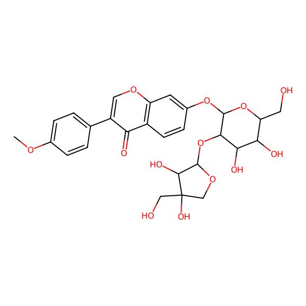 2D Structure of 7-((2S,3R,4S,5S,6R)-3-((2S,3R,4R)-3,4-dihydroxy-4-(hydroxymethyl)oxolan-2-yl)oxy-4,5-dihydroxy-6-(hydroxymethyl)oxan-2-yl)oxy-3-(4-methoxyphenyl)chromen-4-one