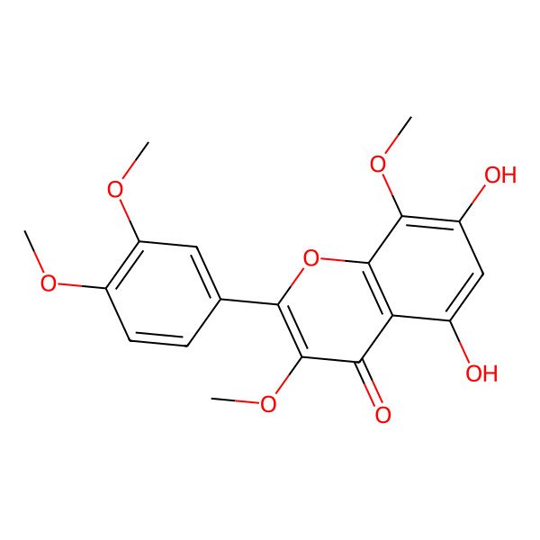 2D Structure of Gossypetin 3,8,3',4'-tetramethyl ether