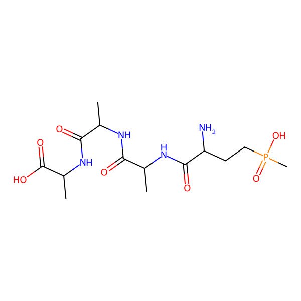 2D Structure of (2S)-2-[[(2S)-2-[[(2S)-2-[[(2S)-2-amino-4-[hydroxy(methyl)phosphoryl]butanoyl]amino]propanoyl]amino]propanoyl]amino]propanoic acid