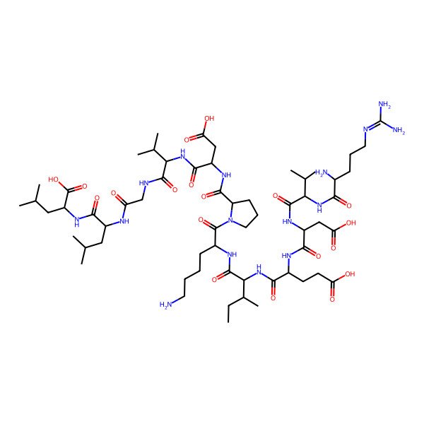 2D Structure of H-Arg-Val-Asp-Glu-Ile-Lys-D-Pro-Asp-Val-Gly-Leu-Leu-OH