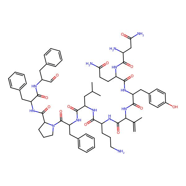 2D Structure of H-Asn-Gln-Tyr-Val(3,4-dehydro)-Orn-Leu-D-Phe-Pro-Phe-D-Phe-al