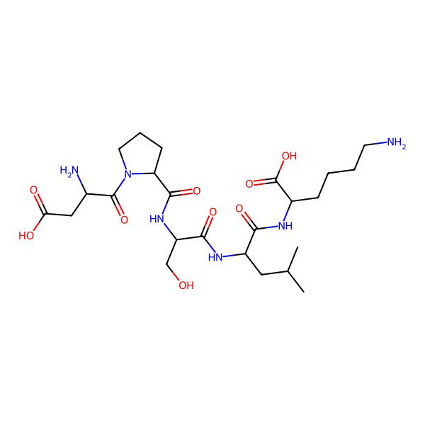 2D Structure of H-Asp-D-Pro-Ser-Leu-Lys-OH