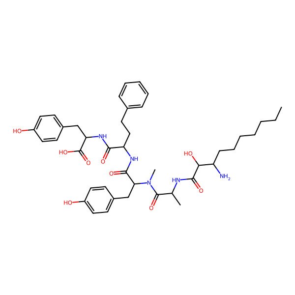 2D Structure of H-bAla(2-OH,3-heptyl)-DL-Ala-DL-N(Me)Tyr-DL-hPhe-DL-Tyr-OH