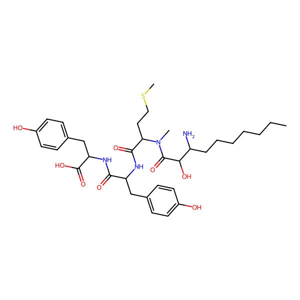 2D Structure of H-bAla(2-OH,3-heptyl)-DL-N(Me)Met-DL-Tyr-DL-Tyr-OH