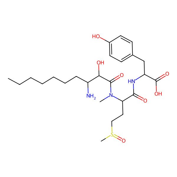 2D Structure of H-bAla(2-OH,3-heptyl)-DL-N(Me)Met(O)-DL-Tyr-OH
