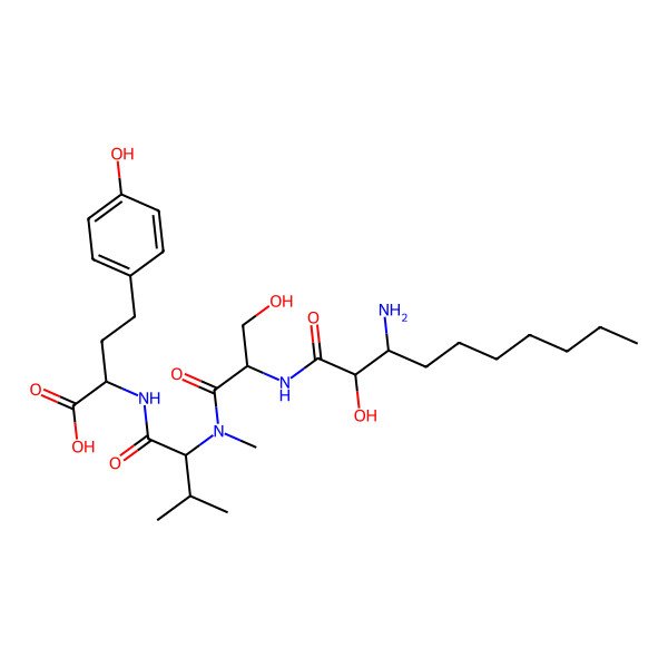 2D Structure of H-bAla(2-OH,3-heptyl)-DL-Ser-DL-N(Me)Val-DL-hTyr-OH
