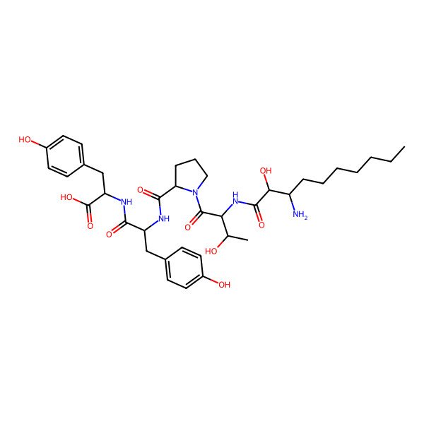2D Structure of H-bAla(2S-OH,3R-heptyl)-DL-aThr-Pro-Tyr-Tyr-OH