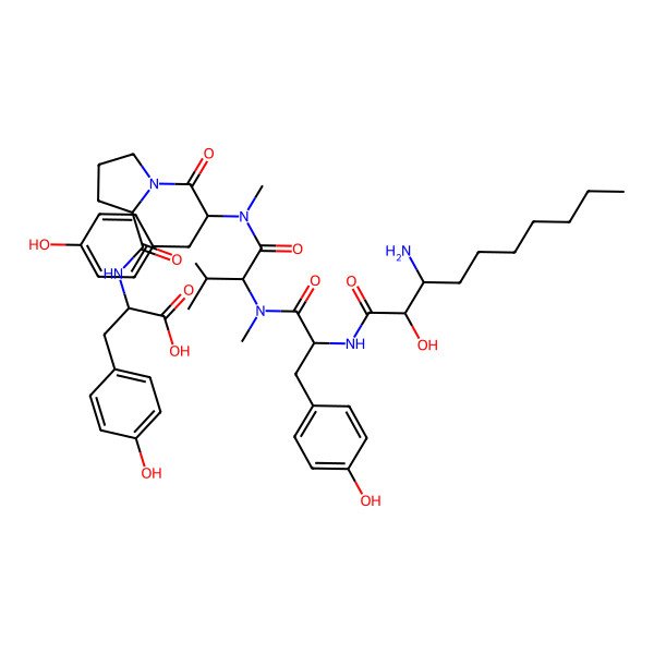 2D Structure of H-bAla(2S-OH,3S-heptyl)-Tyr-N(Me)Val-N(Me)Tyr-Pro-DL-Tyr-OH