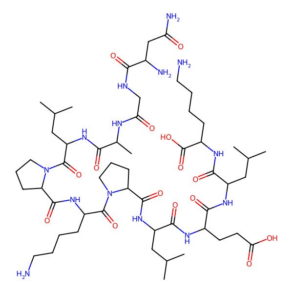 2D Structure of H-DL-Asn-Gly-DL-Ala-DL-Leu-DL-Pro-DL-Lys-DL-Pro-DL-Leu-DL-Glu-DL-Leu-DL-Lys-OH