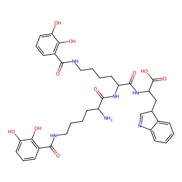 2D Structure of 2-[[2-[[2-amino-6-[(2,3-dihydroxybenzoyl)amino]hexanoyl]amino]-6-[(2,3-dihydroxybenzoyl)amino]hexanoyl]amino]-3-(3H-indol-3-yl)propanoic acid