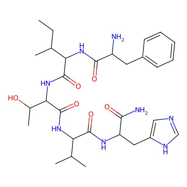2D Structure of H-DL-Phe-DL-xiIle-DL-xiThr-DL-Val-DL-His-NH2